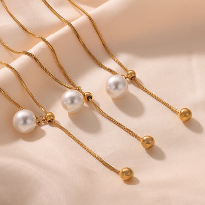 Mother-of-pearl pendant necklace | Stainless steel with 18K gold or high-gloss silver - Elegant piece of jewelry