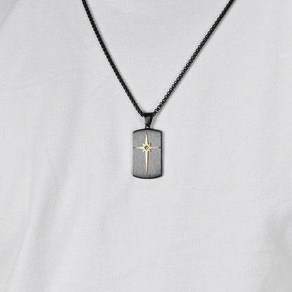 Minimalist hexagram pendant for men | 316L stainless steel with facet cut