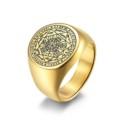 Mystical Seven-Pointed Star Ring - Titanium steel men's ring with esoteric design