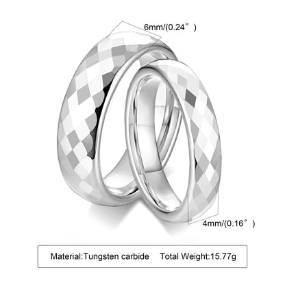 Facettierter Wolframcarbid-Paarring – Modernes Polygon-Design