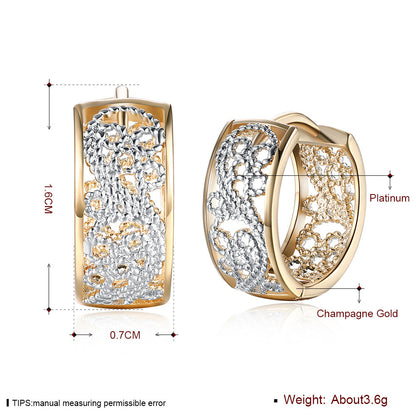 Fashionable perforated ear clips with zirconia - copper gold-plated (1.6 cm)