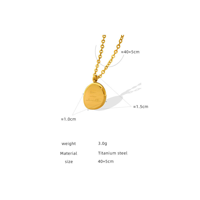 Irregular oval pendant - necklace made of gold-plated stainless steel