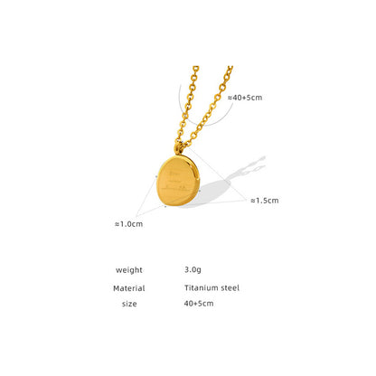 Irregular oval pendant - necklace made of gold-plated stainless steel
