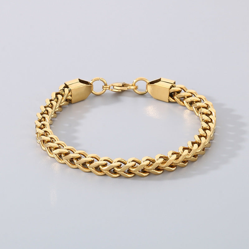 Minimalist Cuban chain bracelets for couples – with textured swirl pattern and high-gloss finish