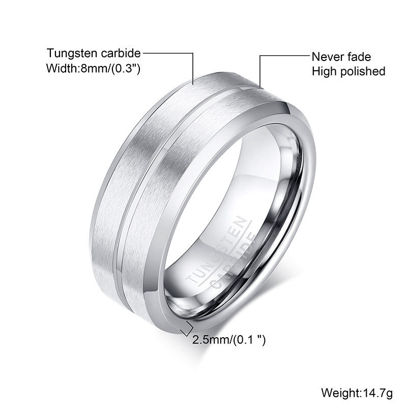 PIOWNN® Wolframkarbid-Herrenring – 8mm