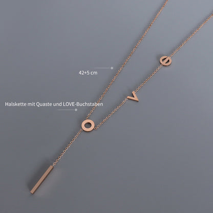 "LOVE" letter necklace – stainless steel pendant in 3 trendy colors