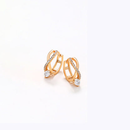 Cross-shaped zirconia earrings - copper alloy gold-plated (1.8 cm)