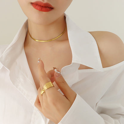 Minimalist chain link necklace (clavicle &amp; classic) + bracelet - gold-plated &amp; stainless steel look