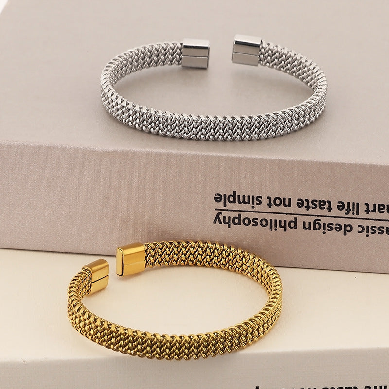 Edelstahl-Armband mit Geflecht-Design – Offener Verschluss, universell tragbar