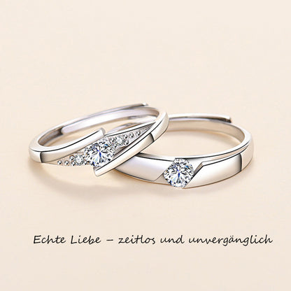 True love lasts a lifetime - Couple rings made of S925 Sterling silver rhodium-plated (white gold look) with sparkling zirconia stones