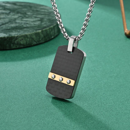 Industrial design dog tag | 316L stainless steel with carbon look &amp; hexagon head