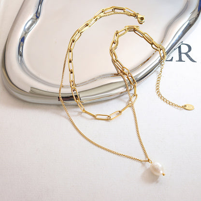 Minimalist pearl necklace with cultured pearl pendant – layered &amp; elegant