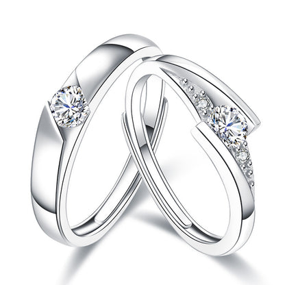 True love lasts a lifetime - Couple rings made of S925 Sterling silver rhodium-plated (white gold look) with sparkling zirconia stones