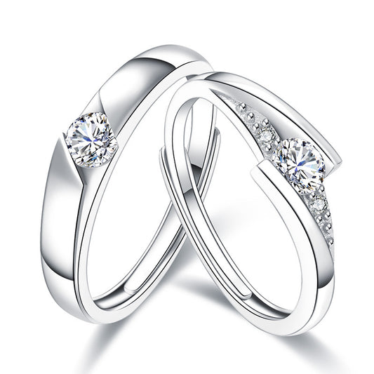 True love lasts a lifetime - Couple rings made of S925 Sterling silver rhodium-plated (white gold look) with sparkling zirconia stones