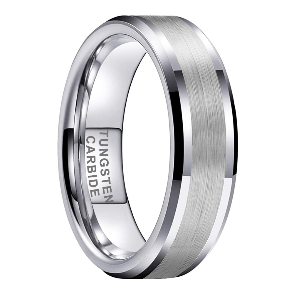 Wolframstahl-Ring mit sandgestrahltem Mittelteil – Zeitlos & Robust