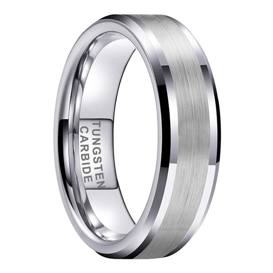Wolframstahl-Ring mit sandgestrahltem Mittelteil – Zeitlos & Robust