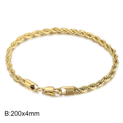 Men's bracelet made of 18k gold-plated stainless steel - braided twisted rope design