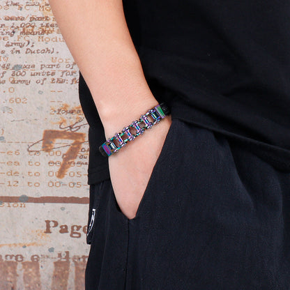Men's bracelet made of stainless steel chain &amp; braided leather – Robust &amp; stylish