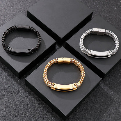 Punk bracelet for men made of stainless steel cube chain with magnetic clasp – Robust &amp; Rebellious