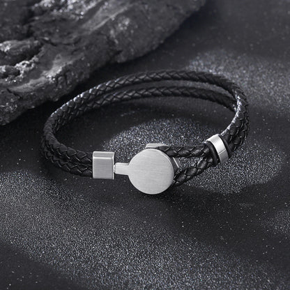 Retro leather bracelet with punk straps – double braided &amp; individual