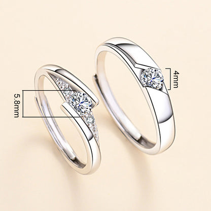True love lasts a lifetime - Couple rings made of S925 Sterling silver rhodium-plated (white gold look) with sparkling zirconia stones