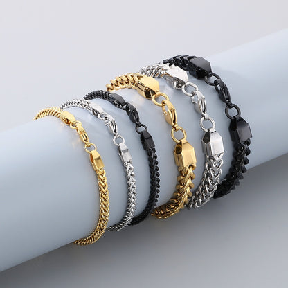 Minimalist Cuban chain bracelets for couples – with textured swirl pattern and high-gloss finish