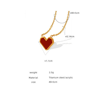 French red heart pendant necklace | Stainless steel gold-plated / rose gold-plated / steel-colored (3 colors) | Elegant love necklace for women | Gift for her