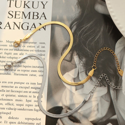 Minimalist chain link necklace (clavicle &amp; classic) + bracelet - gold-plated &amp; stainless steel look