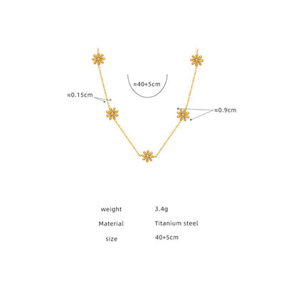 Fine daisy necklace made of titanium steel | Delicate flower necklace gold-plated