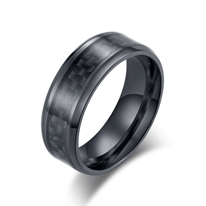 Titanium steel ring with carbon fiber - Modern men's jewelry - Lightweight &amp; high-strength men's ring