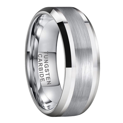 Wolframstahl-Ring mit sandgestrahltem Mittelteil – Zeitlos & Robust