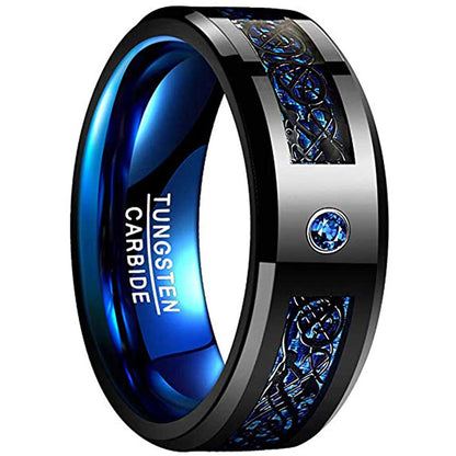 PIOWNN® 8mm Wolframcarbid-Ring mit Carbonfaser - Industrieller Herrenschmuck