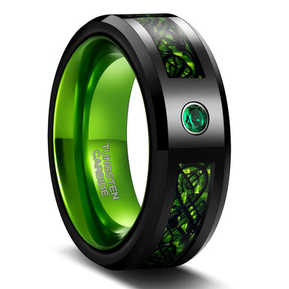 PIOWNN® 8mm Wolframcarbid-Ring mit Carbonfaser - Industrieller Herrenschmuck