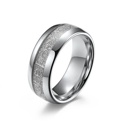 Geschwungener Wolframcarbid-Ring mit Kühlfaser-Einlage – Modernes Paarring-Set