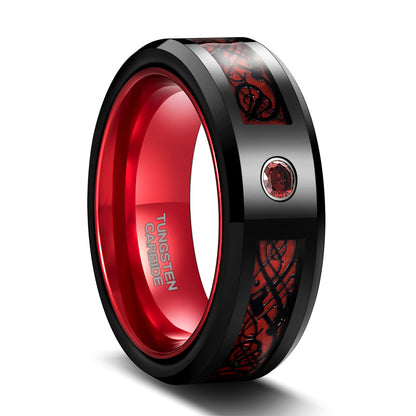 PIOWNN® 8mm Wolframcarbid-Ring mit Carbonfaser - Industrieller Herrenschmuck