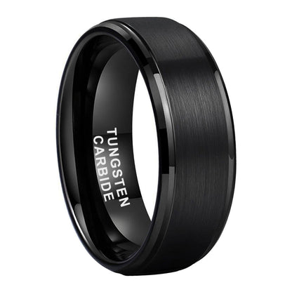 Wolframstahl-Ring mit schwarzer Sandstrahl-Optik (Mittelteil) – Kratzfest & Modern