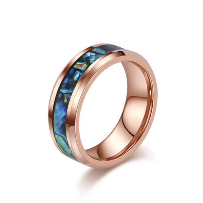 Wolframkarbid Paarringe mit Abalone-Einlage - Edle Partnerringe in Titanoptik - Kratzfeste Hochzeitsringe für Paare - Moderner Unisex-Schmuck