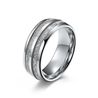 Wolframcarbid-Paarring mit Doppelrillen & Cool-Faser-Einlage – Minimalistisches Unisex-Design