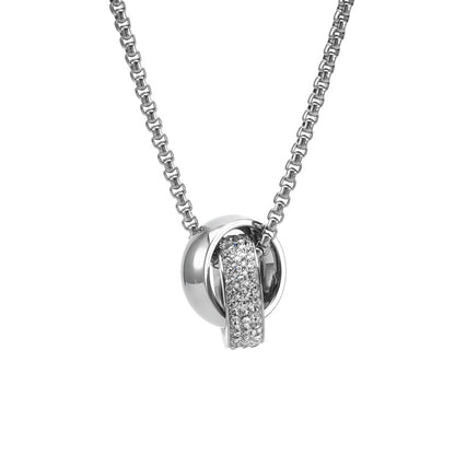 Titanium double ring necklace - chic men's jewelry - urban unisex style
