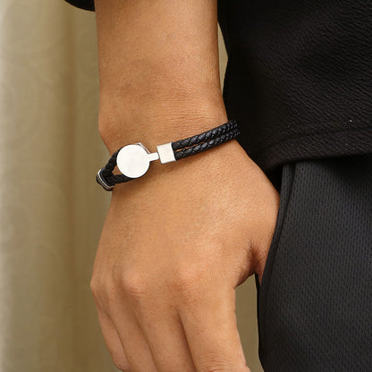 Retro leather bracelet with punk straps – double braided &amp; individual