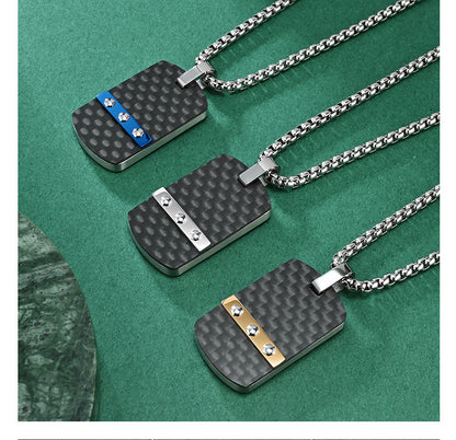 Industrial design dog tag | 316L stainless steel with carbon look &amp; hexagon head