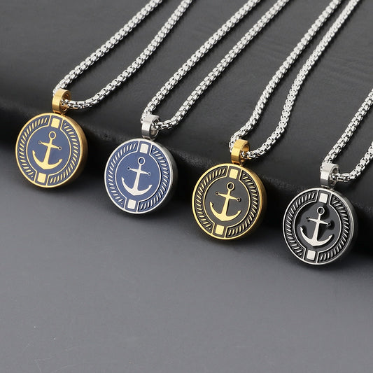 Maritime Couple Necklaces | Anchor &amp; Compass Pendant - 316L Stainless Steel for Him &amp; Her