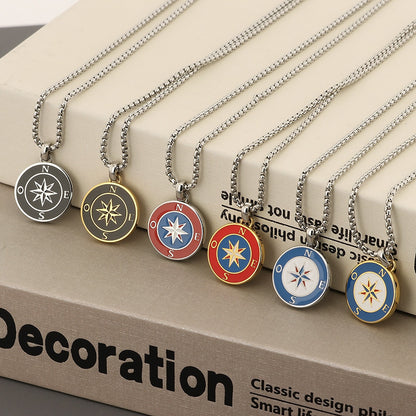 Maritime Couple Necklaces | Anchor &amp; Compass Pendant - 316L Stainless Steel for Him &amp; Her