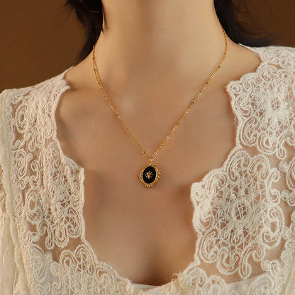 French Court Style Hexagram Pendant | Stainless Steel Chain with 18K Gold Plating or High-Polish Silver Finish - Royal Elegance