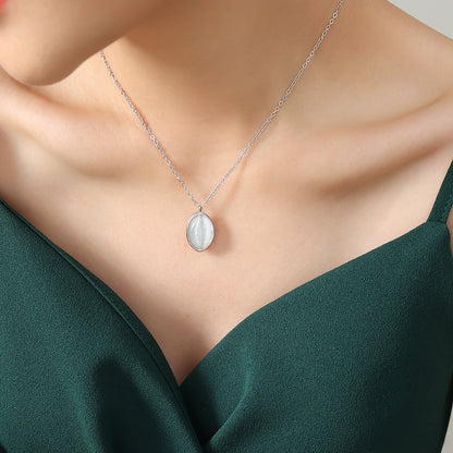Retro chaton pendant necklace made of stainless steel | With cat's eye effect stone - 18K gold or high-gloss silver look