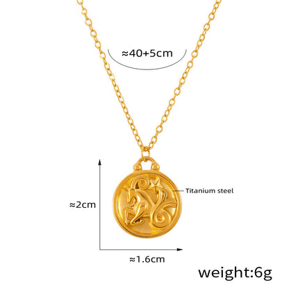 Elegant zodiac medallion with relief – timeless unisex necklace classic
