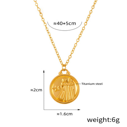 Elegant zodiac medallion with relief – timeless unisex necklace classic