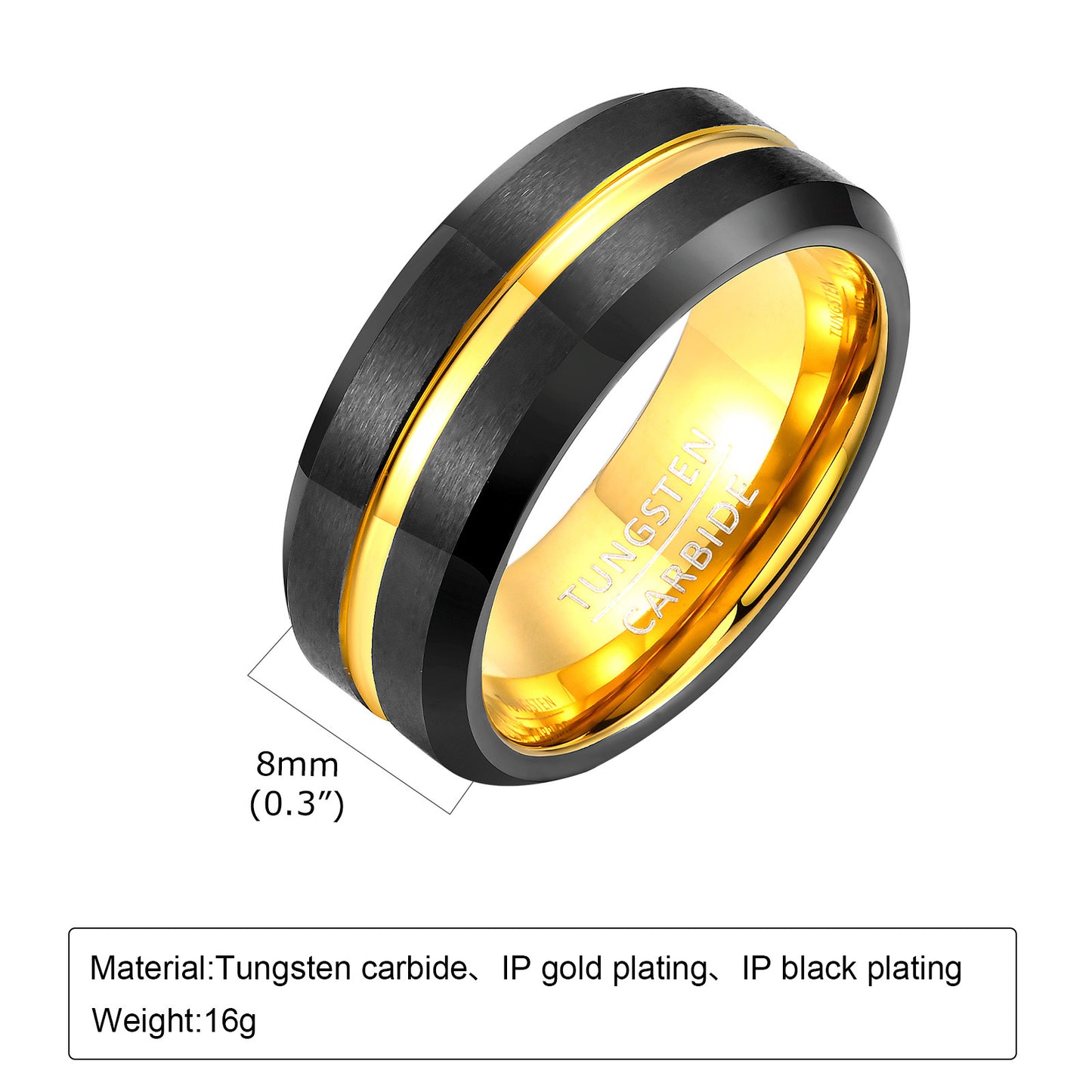 PIOWNN® Wolframkarbid-Herrenring – 8mm