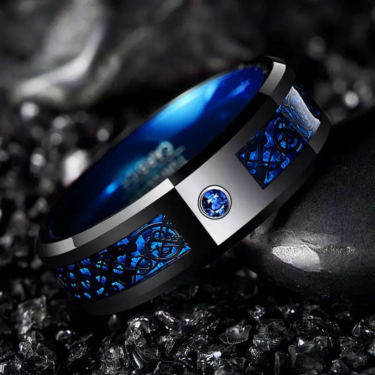 PIOWNN® 8mm Wolframcarbid-Ring mit Carbonfaser - Industrieller Herrenschmuck