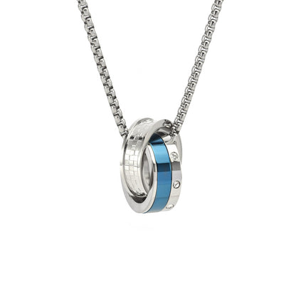 Titanium double ring necklace - chic men's jewelry - urban unisex style